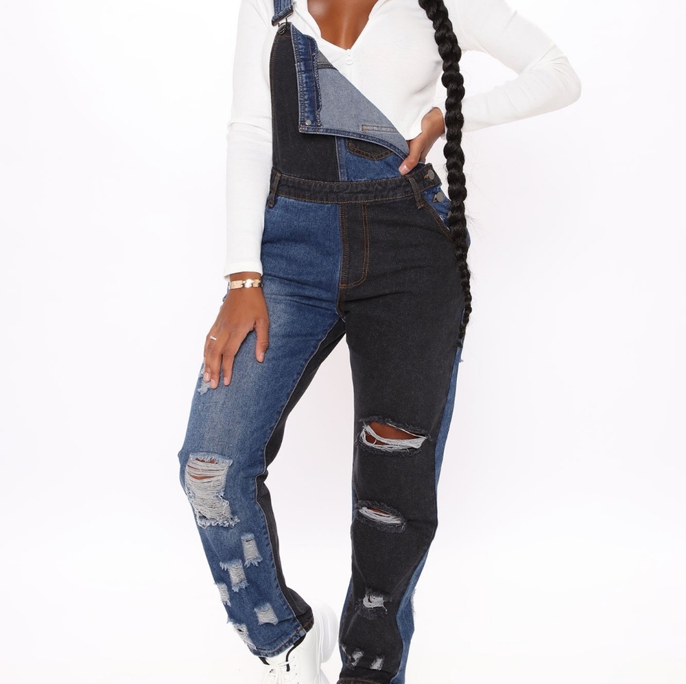 The Simple Life Two Tone Denim Overalls